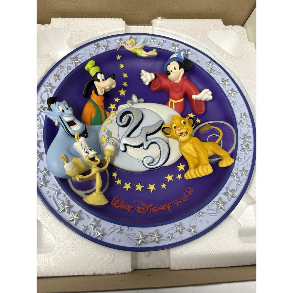 Disney World 25th Anniversary 1996 3D Character Plate NEW IN BOX